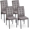 Set of 4 Velvet High Back Dining Chairs,Modern Nordic Upholstered Side Chairs with Metal Legs for Kitchen or Dining Room-Baofuwish - 2 of 4