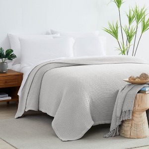 Southshore Fine Living Ashmore Collection 100% Cotton Bed Blanket basketweave luxury blankets - 1 of 4