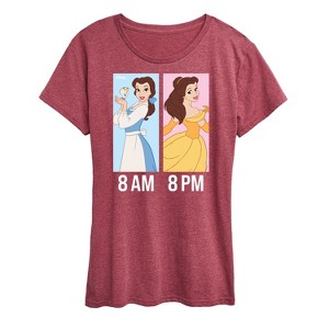 Women's - Disney Princess - Belle Day And Night Wear Short Sleeve Graphic T-Shirt - 1 of 4