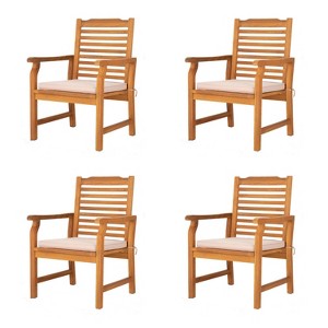 Captiva Designs Outdoor Patio Dining Acacia Wood Patio Fixed Chairs - 1 of 4