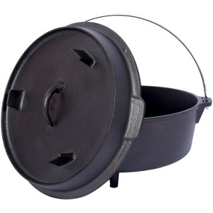 GreenEver Pre-Seasoned Cast Iron Dutch Oven, 6 Quart, Skillet Lid, Leg Base, for Camping, BBQ, Baking, Fireplace, Campfire Cooking - 1 of 4