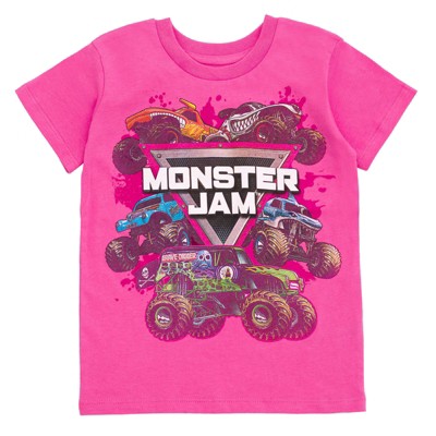 Monster Jam Little Girls' 2-Piece Knit Jersey Short Sleeve Graphic Tees Pink Heather Gray 7-8 — фото 5