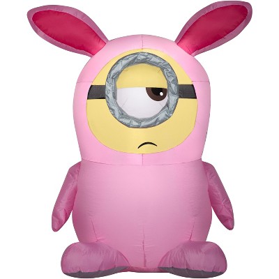 Gemmy Airblown Inflatable Stuart in Pink Bunny Suit, 3.5 ft Tall, pink