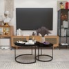FONTOI 27.6" Round Coffee Table Set of 2 with Metal Frame, Floor Mount Side Table for Living Room Bedroom, Black, 27.56"*17.72"*27.56" - 2 of 4