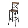 Antique Bar Stool with High Backrest and Cross Back Design, Ideal for Bar or Kitchen Counter - 2 of 4