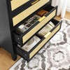 VYNXARIA Bedroom 5 drawer dresser, rattan dresser modern wooden chest of drawers with spacious storage space for bedroom hallway living room - 4 of 4