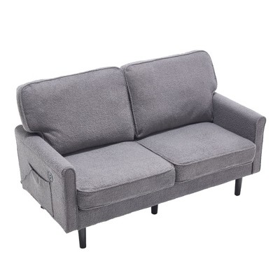 NicBex 56.3 Inch Modern Love Seat Sofa,2 Seater Sofa with USB Ports and Removable Pillow Cover for Living Room,Gray