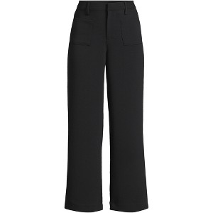 Lands' End Women's Crepe High Rise Patch Pocket Wide Leg Crop Pants - 1 of 3