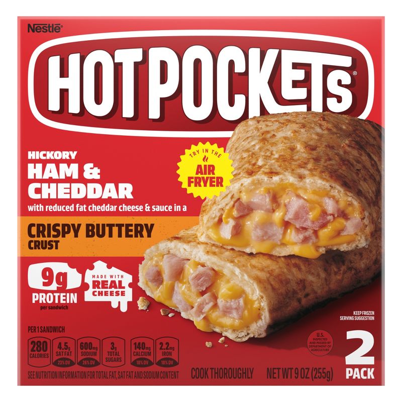 Hot Pockets Crispy Buttery Crust Frozen Hickory Ham &#38; Cheese - 9oz/2ct, 1 of 6