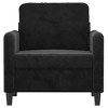 VidaXL Black Velvet Sofa Chair - Modern One-Seater Lounger with Metal Frame, Thick Padding, and Smooth Fabric for Living Room - 3 of 4