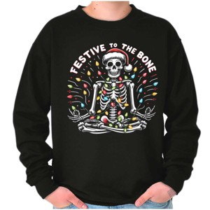 Xmas Skeleton Festive To The Bone Sweatshirt for Men or Women Brisco Brands - 1 of 4