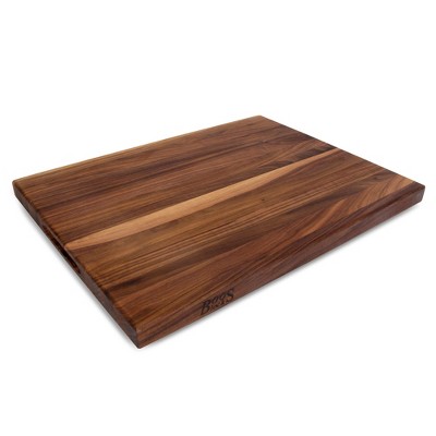 Allsum Bamboo Wood Cutting Board for Kitchen, 1 Thick Butcher Block, Cheese Charcuterie Board, with Side Handles and Juice Grooves, 16x11