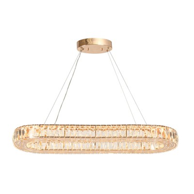 LNC Brusmogan 1-Lights 37" Luxury and Glam Rectangle Integrated LED Kitchen Island Pendant Lightss, Gold