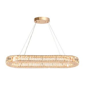 LNC Brusmogan 1-Lights 37" Luxury and Glam Rectangle Integrated LED Kitchen Island Pendant Lightss, Gold - 1 of 4
