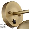 360 Lighting Luna Modern Wall Lamps Set of 2 Brass Metal Plug-in 5 1/2" Light Fixture Frosted Glass Shade for Bedroom Reading Living Room Hallway Home - 3 of 4