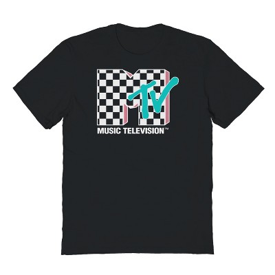 MTV Men's Checkered Logo Short Sleeve Graphic Cotton T-Shirt