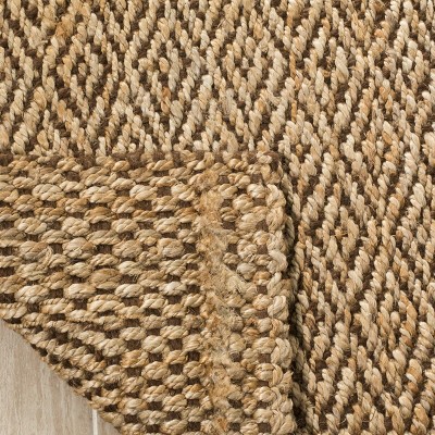 Natural Brown Geometric Wool Handwoven Area Rug