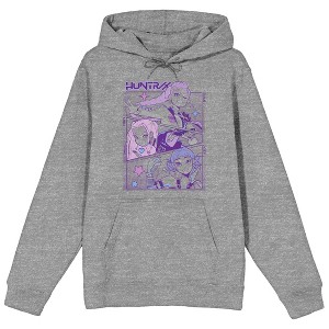 Kpop Demon Hunters Panel art Huntrx Men's Heather Gray Long Sleeve Hoodie - 1 of 3