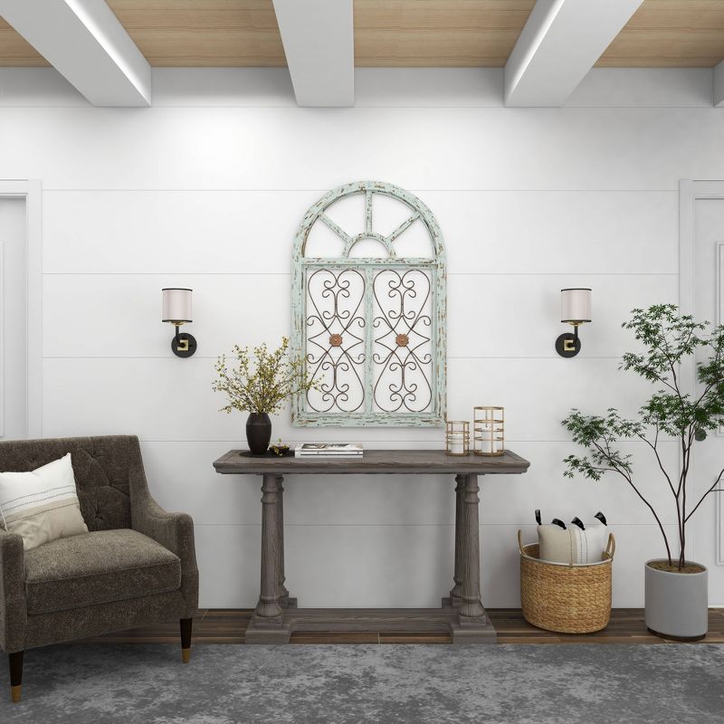 Wood Scroll Arched Window Inspired Wall Decor with Metal Scrollwork Relief White - Olivia &#38; May, 5 of 20