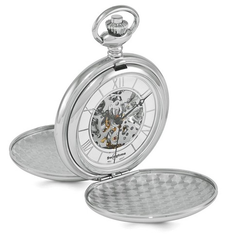 Black Bow Jewelry Swingtime Chrome-finish Brass Mechanical 48mm Pocket ...