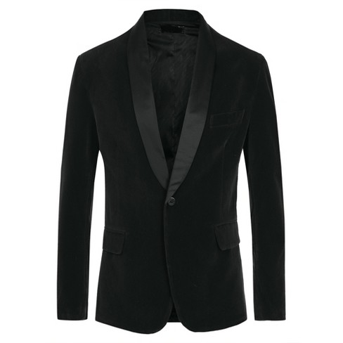 Lars Amadeus Men's Slim Fit One Button Shawl Lapel Wedding Tuxedo Velvet  Blazer Black Small : Target