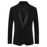 Lars Amadeus Men's Slim Fit One Button Shawl Lapel Wedding Tuxedo Velvet Blazer