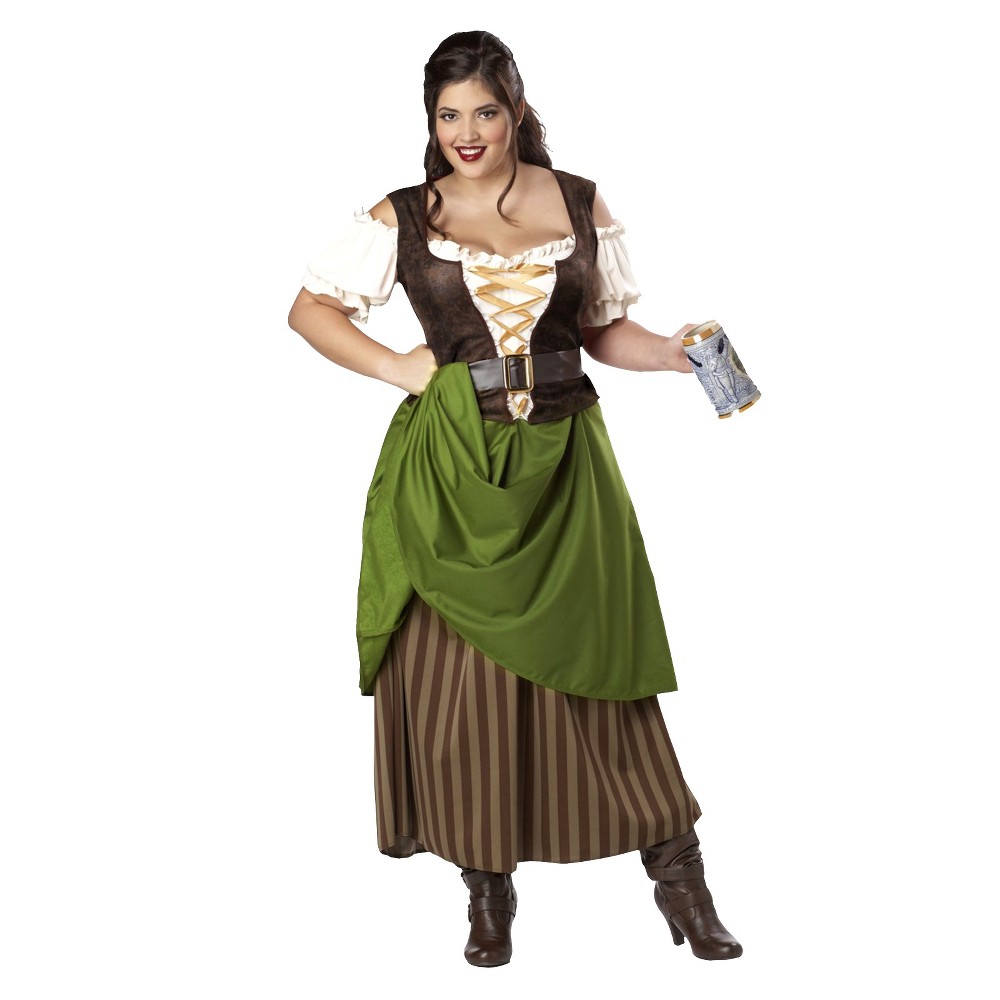 UPC 019519038855 product image for Halloween Women's Plus Size Tavern Maiden Costume Green/Brown 2X, Size: Small, B | upcitemdb.com