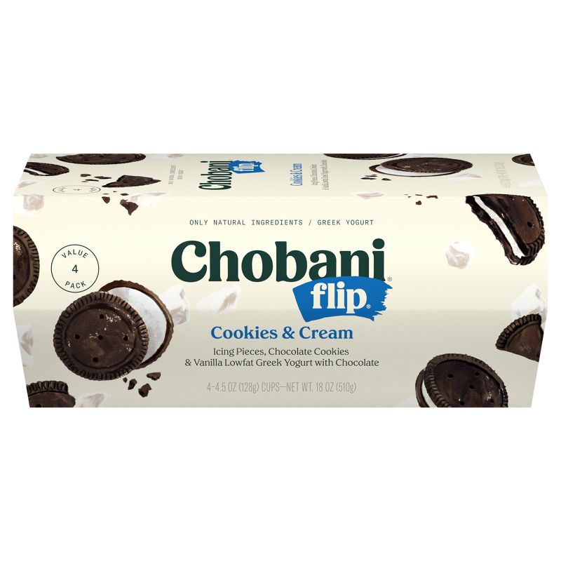 Chobani Flip Cookies &#38; Cream Low Fat Greek Yogurt - 4ct/4.5oz, 1 of 12