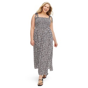 Women's Smocked Tie Strap Neutral Poppy Midi Dress - DVF for Target - 1 of 4