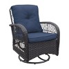 3-Piece Wicker Rocker Swivel Patio Accent Chair Set Of 2,Glass Top Side Table,Modern Arm Chair With Cushion,Patio Chairs Outdoor -Maison Boucle - 3 of 4