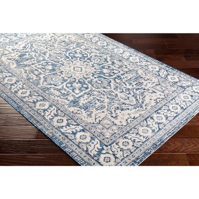 Navy and Light Blue Traditional Synthetic Area Rug 2' x 2'11"