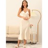 cheibear Women's Breathable V-Neck Satin Silky Camisole Midi Nightdress - 2 of 4