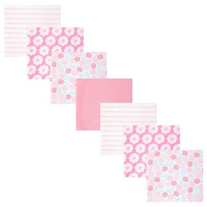 Hudson Baby Infant Girls Cotton Flannel Receiving Blankets 7-Pack Bundle, Pink Daisies, One Size - 1 of 4