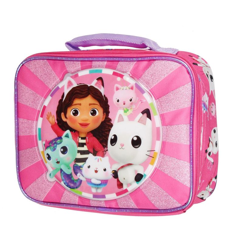 Gabby's Dollhouse Kids Lunch Box Pandy Paws and Kitty Friends Insulated Lunch Bag Pink, 3 of 6
