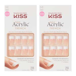 Kiss Nails Salon Acrylic French Nail Kit - Sugar Rush - 2pk - 56ct - 1 of 4