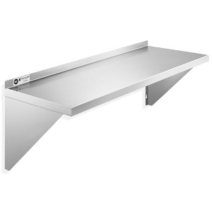 KUTLER Stainless Steel Shelf, NSF Commercial Wall Mount Shelves w/ Backsplash, Floating Metal Mounted Shelving for Restaurant, Kitchen, Home - 1 of 4