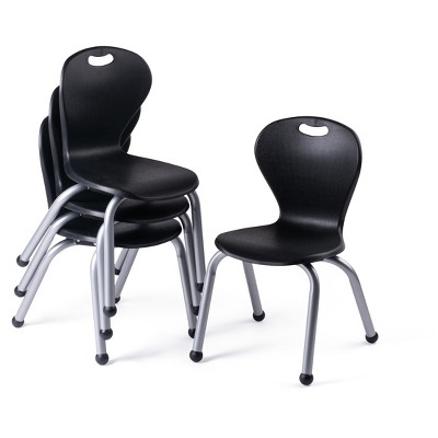 School Student Stack Chair - Ergonomic Molded Seat Shell with Robust Riveted Frame - for Classrooms in Home Learning of Office - Pack of 4 Chairs
