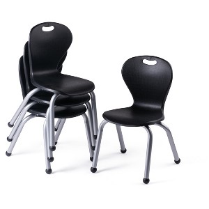 School Student Stack Chair - Ergonomic Molded Seat Shell with Robust Riveted Frame - for Classrooms in Home Learning of Office - Pack of 4 Chairs - 1 of 4