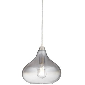 Possini Euro Design Brushed Nickel Mini Pendant 9 1/2" Wide Modern LED Smoked Graded Glass for Dining Room Living House Foyer Kitchen Island Entryway - 1 of 4