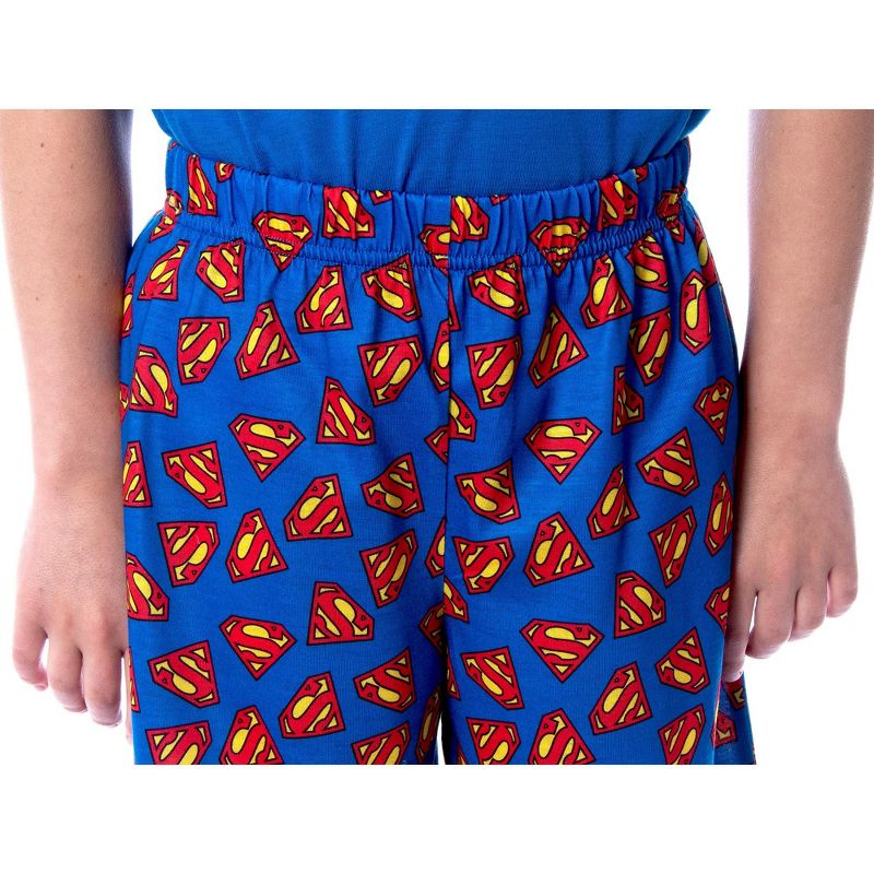 DC Comics Big Boys' Superman Logo Short Sleeve Pajama Short Set Blue, 3 of 6