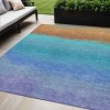 Aqua And Orange Ombre Washable Indoor Outdoor Area Rug - 2 of 4