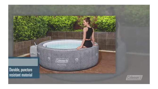 Coleman SaluSpa Sicily AirJet 7 Person Inflatable Hot Tub Round Portable Outdoor Spa with 180 Soothing AirJets and Insulated Cover, Gray, 2 of 9, play video