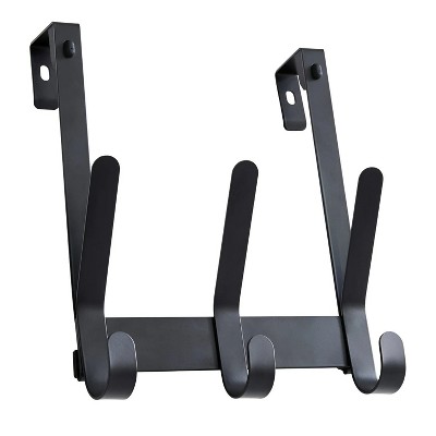 LunaLulinlk Over-the-Door Hook Rack – 3 Double Hooks, Matte Black Steel