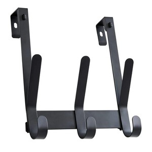 LunaLulinlk Over-the-Door Hook Rack – 3 Double Hooks, Matte Black Steel - 1 of 4