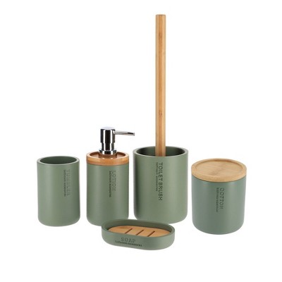 Evideco French Home Goods Refined Bathroom Essentials Set with Natural Bamboo - 5 pieces