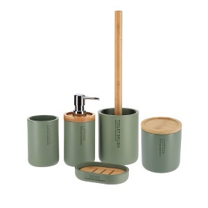 Evideco French Home Goods Refined Bathroom Essentials Set with Natural Bamboo - 5 pieces - 1 of 4