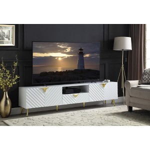79" Wood and Metal TV Stand with High Gloss Finish, 4-Door Storage, 1 Drawer, Open Compartment, and Cord Management for TVs up to 80" for Living Room - 1 of 4