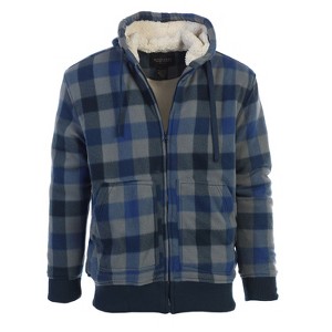 Gioberti Men's Checkered Flannel Hoodie Jacket with Faux Shearling Lining - 1 of 4