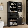 Rbied 30 in. W x 15.75 in. D x 72.5 in. H Wood Linen Cabinet Storage Cabinet W/ Adjustable Shelves, 2 Drawers - 4 of 4