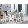 HomeStock 7-Piece Wire Brushed Linen White Finish Solid Wood Top Dining Table with 6 Parson Chairs - 2 of 4